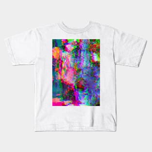 Rainbow Glitch Abstract v1 Kids T-Shirt